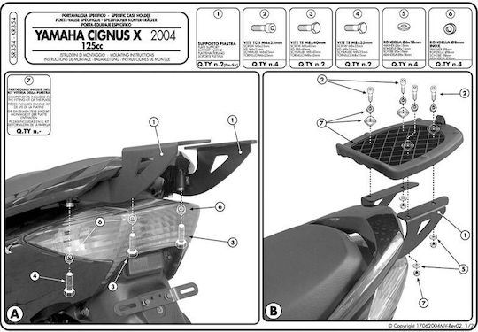 Gepäckträger Kr354 Yamaha Cignus X 125 '04-'15 Mbk Flame X 125 '07-'12 Kappa