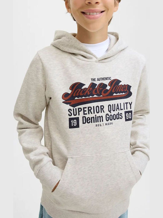 Kids Hoodie Sweatshirt White Melange Jones Jones