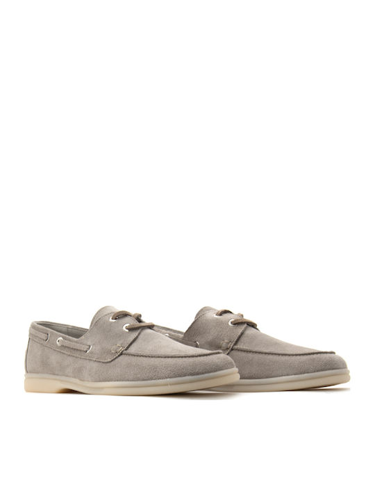 Leather Women's Boat Shoes in Gray Color