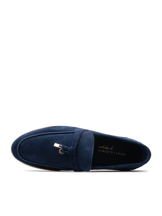 Δερμάτινα Γυναικεία Loafers σε Μπλε Χρώμα