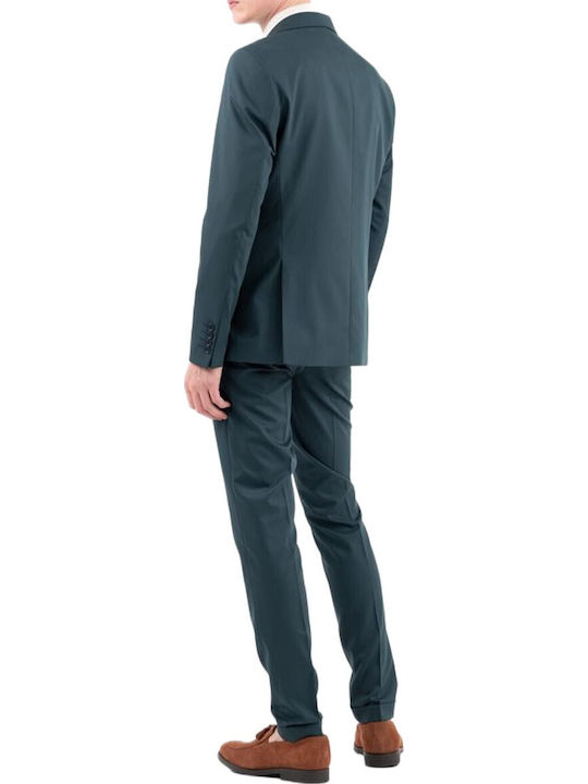 Summer Men's Suit with Vest Slim Fit Green