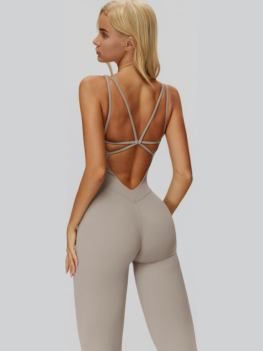 Damen Jumpsuit Beige ELT9506-2-Beige