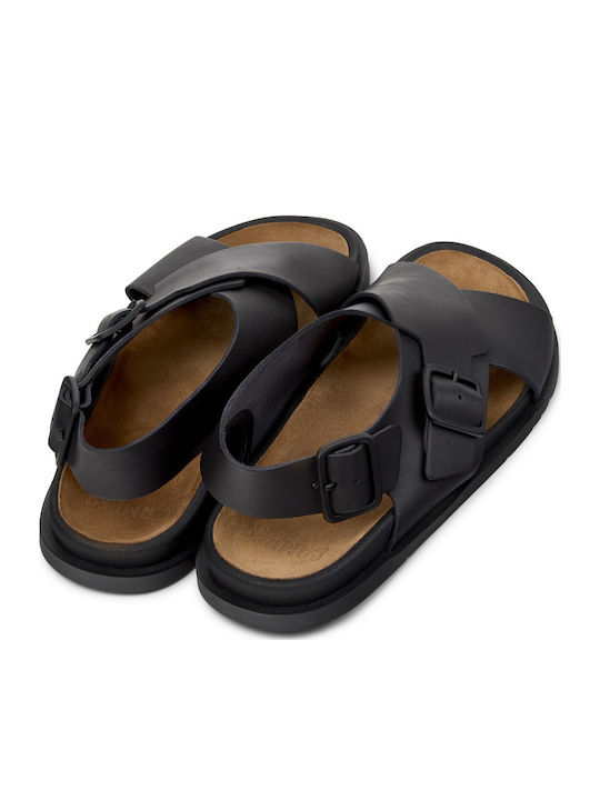 Leder Herrensandalen in Schwarz Farbe