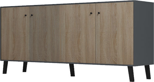 Sideboard Tuscany aus Massivholz Anthrazit 180x40x78,6cm