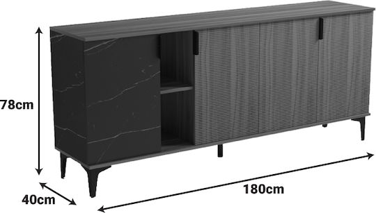 Μπουφές Riba από Ξύλο & Μέταλλο Καρυδί-μαύρη 180x40x78cm