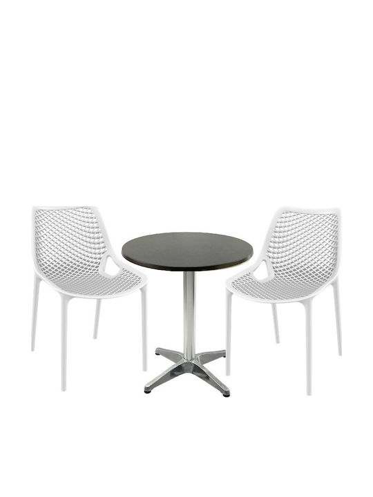 Set Sala De Mese Pentru Spații Exterioare Mici Maple 3 Piese Albe
