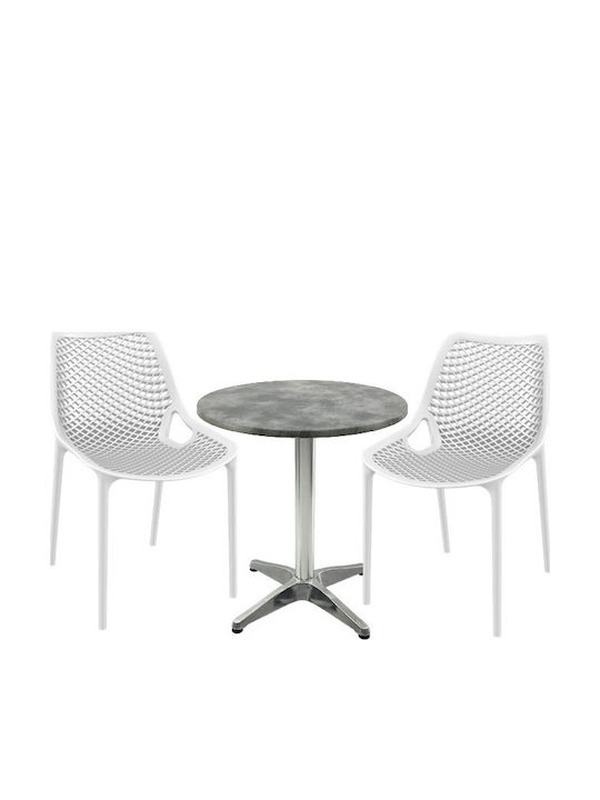 Set Sala De Mese Pentru Spații Exterioare Mici Maple 3 Piese Albe