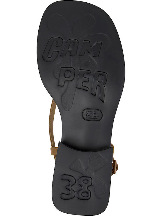 Dana Leder Flache Sandalen Für Damen Braun