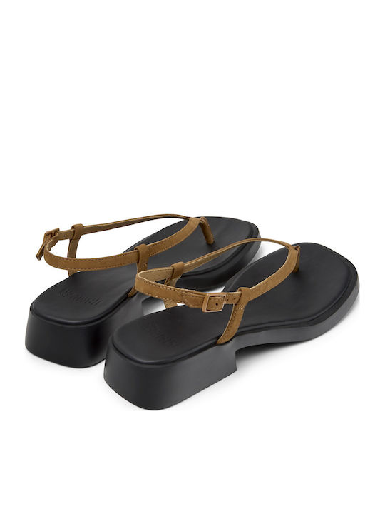 Dana Leder Flache Sandalen Für Damen Braun