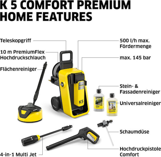 Karcher K 5 Comfort Premium Home Mașină de Spălat cu Presiune Electrică 2100W cu Presiune 145bar