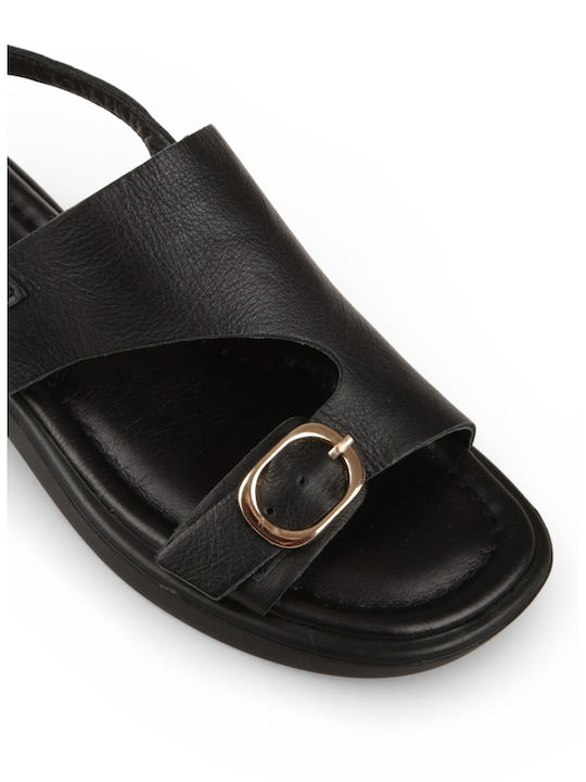Sandale Casual Damă Din Piele Negre