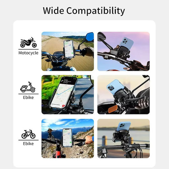 Suport Telefon Bicicletă Motocicletă Trotinetă Montare Sigură Construcție Durabilă Fixato Negru