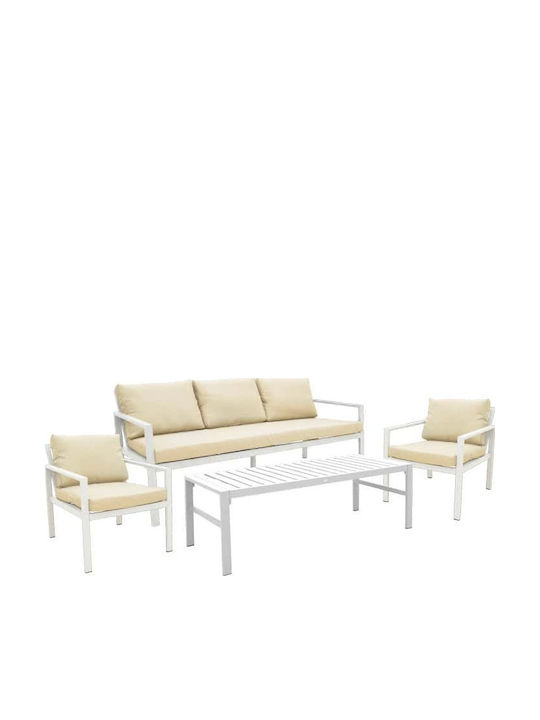 Garden Outdoor Living Room Set Gardenly 4 Pieces White With Pillows