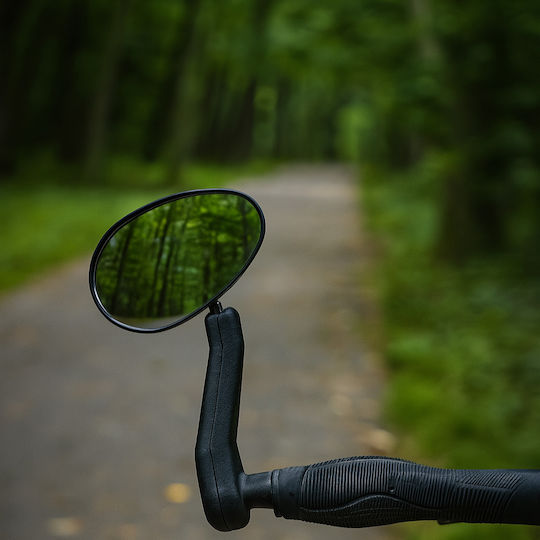 Oglindă Stânga Pentru Bicicletă Zola Montare Pe Ghidon Reglabilă Rotire Unghi Înclinare Acril 19 X 7 Cm Neagră