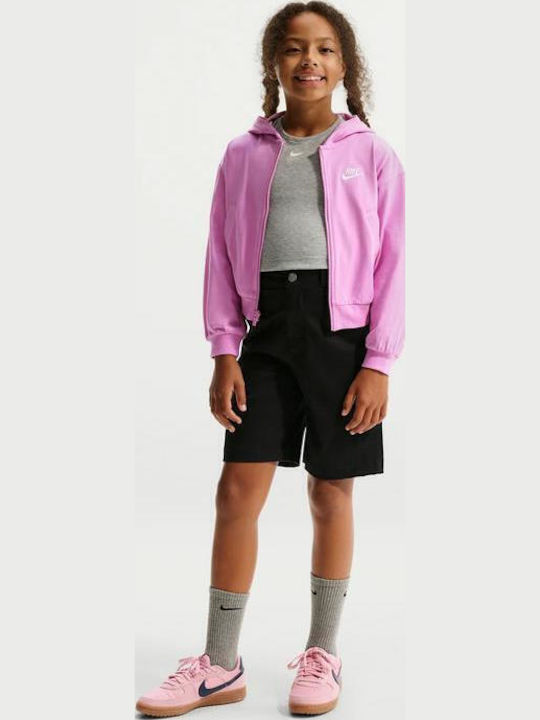 Kids Sweatshirt Cardigan with Hood and Pockets Pink/White G Nsw Fz Hdy Jsy Lbr