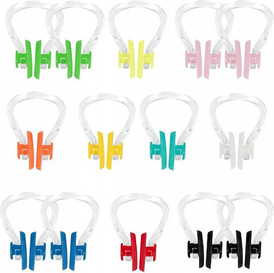 Set 14 Clipsuri Pentru Nas Înot Zola Formă Anatomică Silicon Plastic 10 Culori Diferite