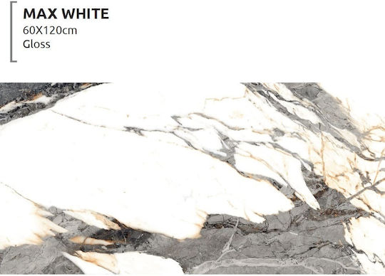 LV Granito Max Weiß Fliese Für Innenbereich Boden / Wand Porzellan Glänzende Oberfläche 120x60cm