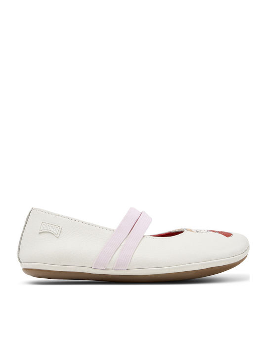 Kids Ballerinas with Hoop & Loop Closure Leather White Nina Nina
