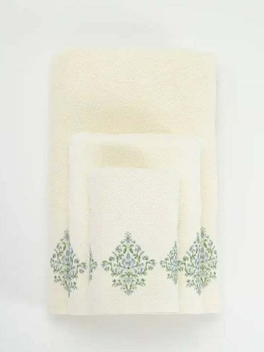Borea Πετσέτα Προσώπου Damask 50x90εκ. Λευκό