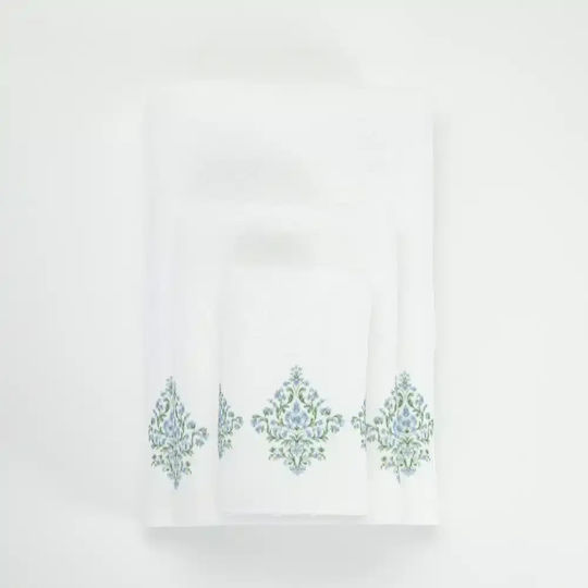 Borea Bath Towels Set 3 pcs Damask White