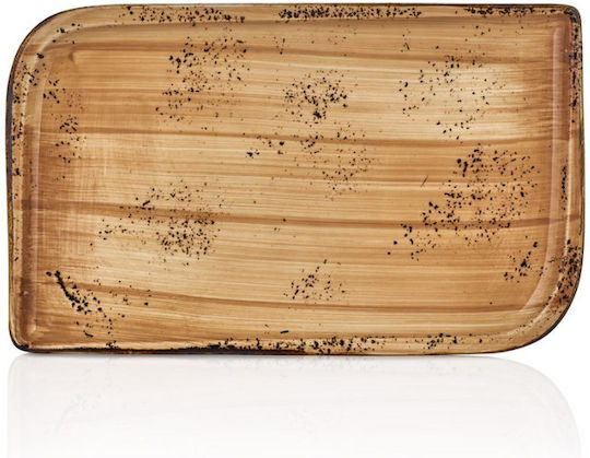 By Bone Rectangular Serving Platter Made of Brown Porcelain By Bone Rectangular Serving Platter Made of Brown Porcelain