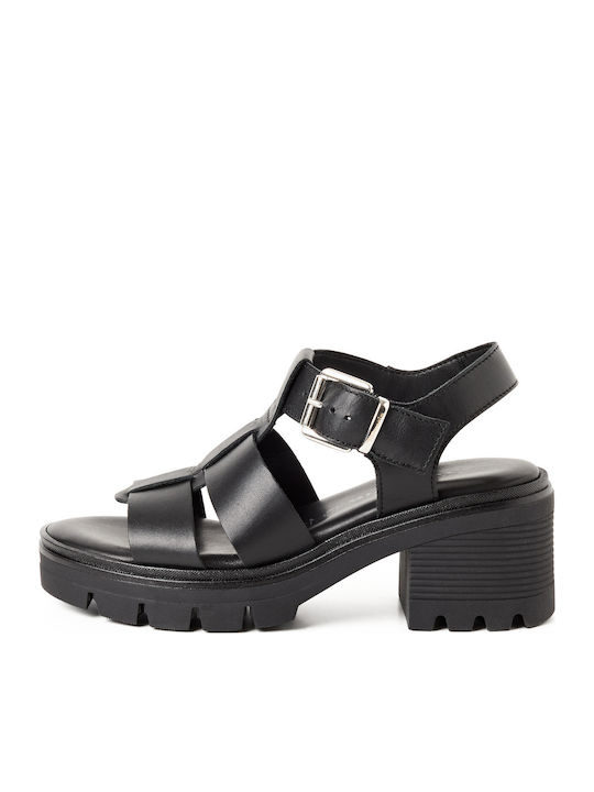 Damen Sandalen Aus Leder Schwarz