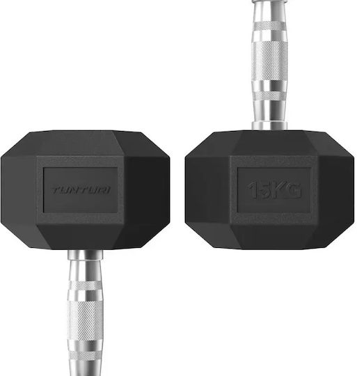 Tunturi Haltere Hexagonale Din Cauciuc 1 x 15kg