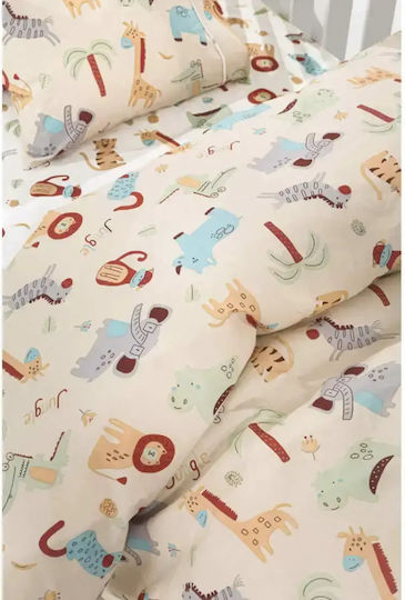 Guy Laroche Set Baby Sheets Crib Cotton Jungle Beige 115x170cm 3pcs