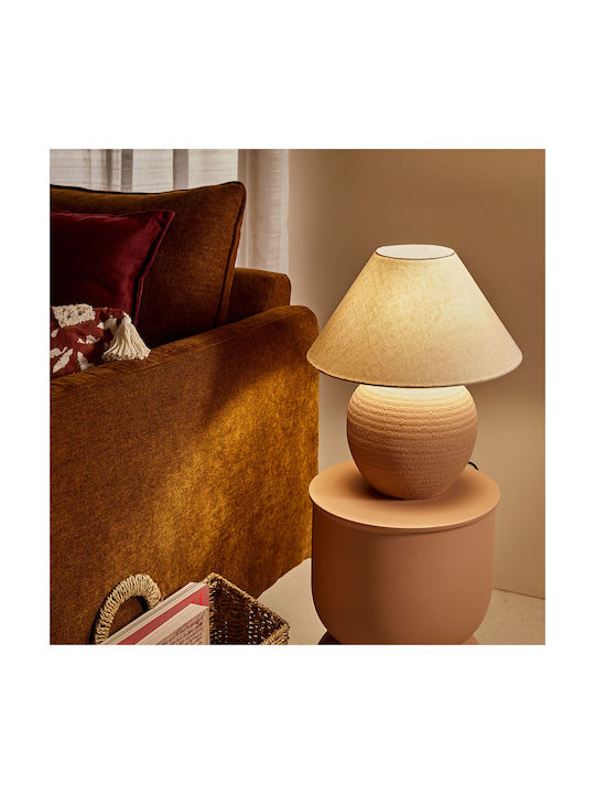 Seiya Ceramic Table Lamp for E27 Fitting with Orange Shade and Base