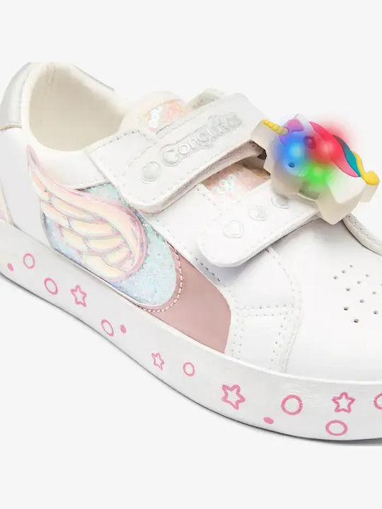Kids Sneakers with Hoop & Loop Closure and White Lights