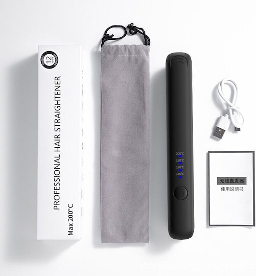 Placă de Îndreptat Părul Wireless Alista Home Adaptor Tip C Tensiune 5v Capacitate Baterie 3000 Mah Îndreptare Ondulare 4 Niveluri de Temperatură 21.8 X 3.1 X 3.4.1 Cm Negru