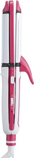 Avizar Drei-in-Eins Haarglätter Locken Styling Funktionen Weiß Pink