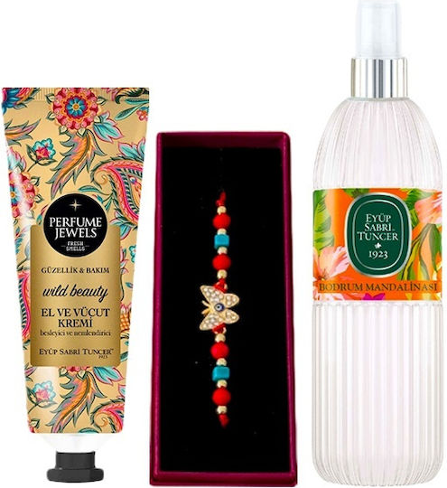 Pachet Beauty 150ml Eyup Sabri-tuncer Eau De Cologne 50ml Eyup Sabri-tuncer Cremă Pentru Mâini Și Corp Săpun Trandafiri Brățară Șirag În Cutie Cadou Portocaliu