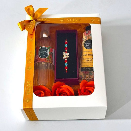 Pachet Beauty 150ml Eyup Sabri-tuncer Eau De Cologne 50ml Eyup Sabri-tuncer Cremă Pentru Mâini Și Corp Săpun Trandafiri Brățară Șirag În Cutie Cadou Portocaliu