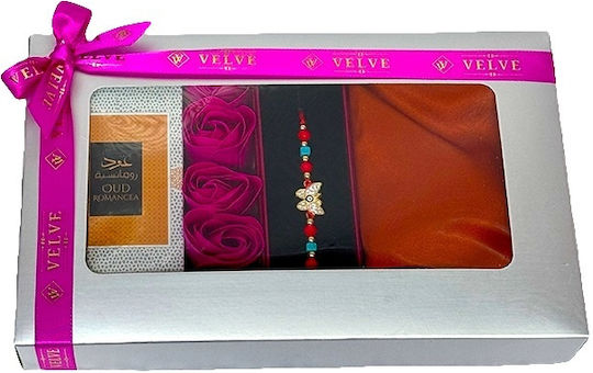 Set Lady Pentru Femei Apă De Parfum Arabic Oud Romance 50 Ml Săpun Trandafiri Eșarfă Pentru Femei Brățară Șnur Fucsia