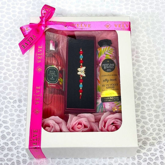 Pachet Beauty 150ml Eyup Sabri-tuncer Eau de Cologne 50ml Eyup Sabri-tuncer Cremă de Mâini și Corp Săpun Trandafiri Brățară cu Șnur În Cutie Cadou Roz
