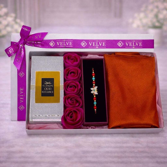 Set Lady Pentru Femei Apă De Parfum Arabic Oud Romance 50 Ml Săpun Trandafiri Eșarfă Pentru Femei Brățară Șnur Fucsia