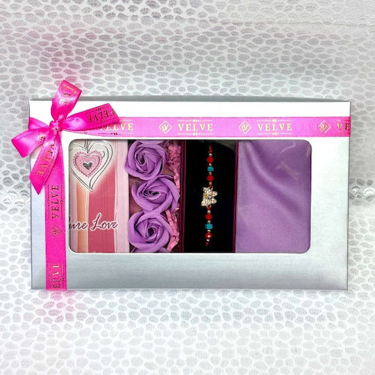 Pachet Lady Parfum Arabian Pure Love Eau De Parfum Pentru Femei 50 Ml Săpun Trandafiri Eșarfă Pentru Femei Brățară Șnur Lila