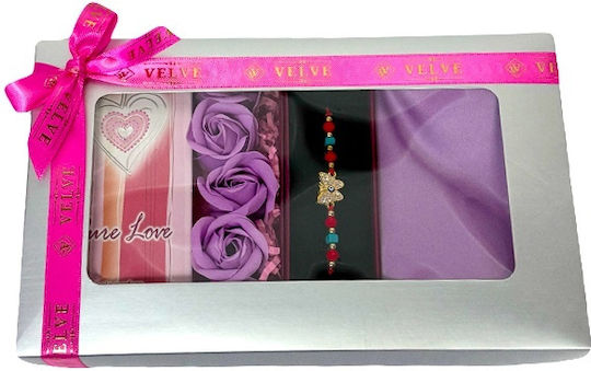 Pachet Lady Parfum Arabian Pure Love Eau De Parfum Pentru Femei 50 Ml Săpun Trandafiri Eșarfă Pentru Femei Brățară Șnur Lila