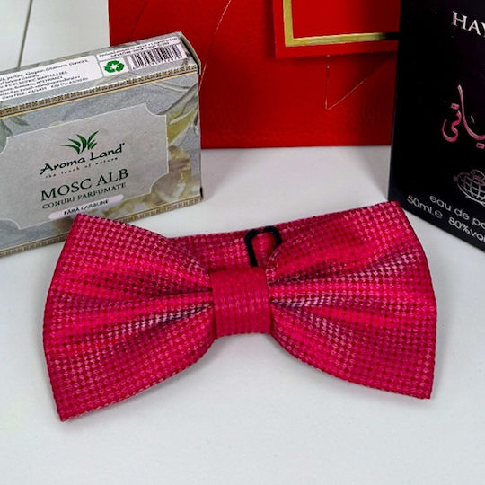 Pachet Eleganță de Crăciun Set Parfum Bărbați Conuri Parfumate Papion Elegant Geantă Cadou Roșie