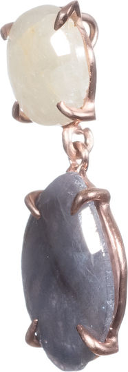Pendant Blue Agate Labradorite Silver 925 Rose Gilding 18k Women's