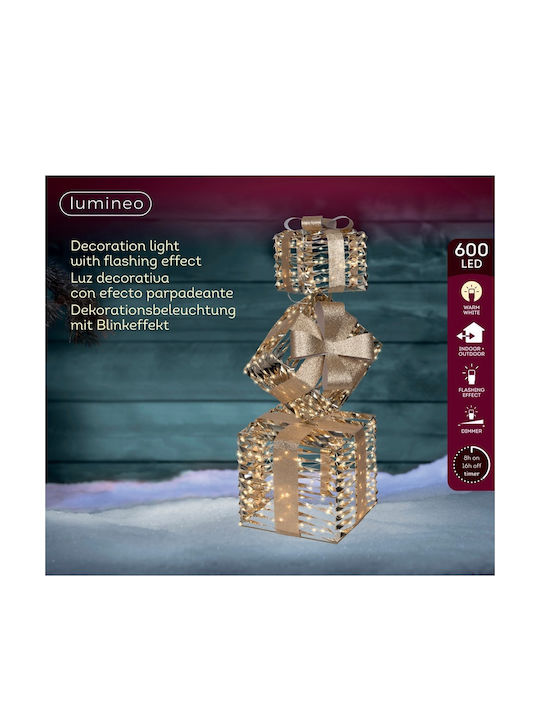 Weihnachtsfigur Beleuchtetes Dekoration Geschenk Led Metall Gold 73cm Lumineo 490419 00054747