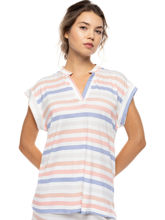 Pink Label Summer Women's Pajama Set Sunset Stripe