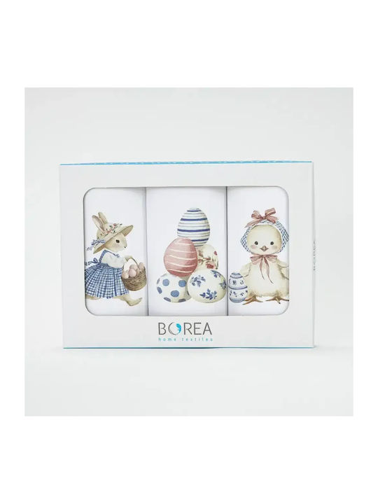 Borea Bunnybloom Ποτηρόπανο σε Λευκό Χρώμα 50x70cm 3τμχ