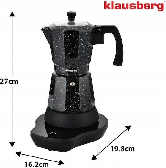 Klausberg Electric Stovetop Espresso Pot 6 Cups 500W Silver