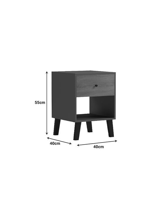 Bedside Table Tuscany Wooden Beige 40x40x55cm