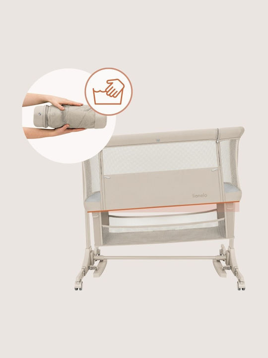 Lionelo Licheno Jodie cu Saltea, Deschidere Laterală și Roți Bej