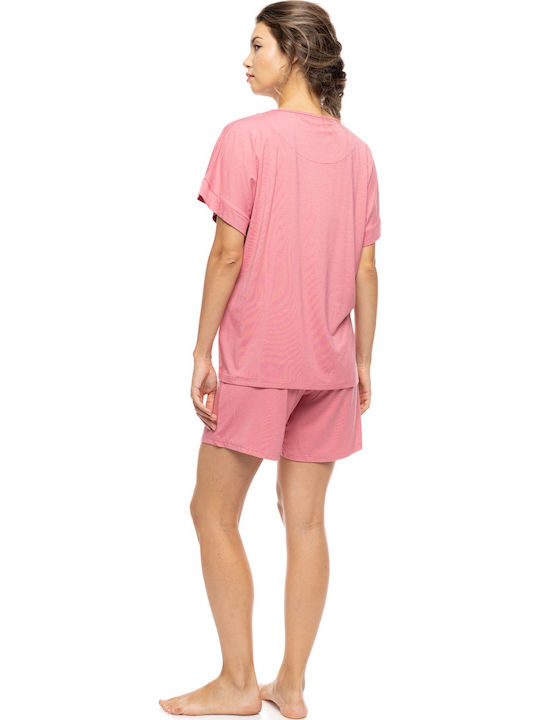 Pink Label Summer Women's Pyjama Set Peach Pink