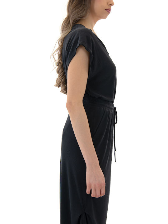 Women's Sleeveless Blouse with V-Neckline Black