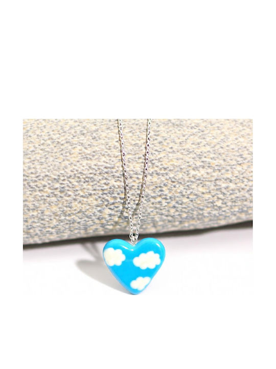Sevastiana Necklace with Heart Design Blue